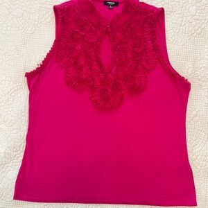 Premise Hot Pink Tank Top with Floral‎ Accents